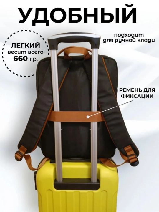 Рюкзак городской для ноутбука 15.6" с USB, ручная кладь, 20 л