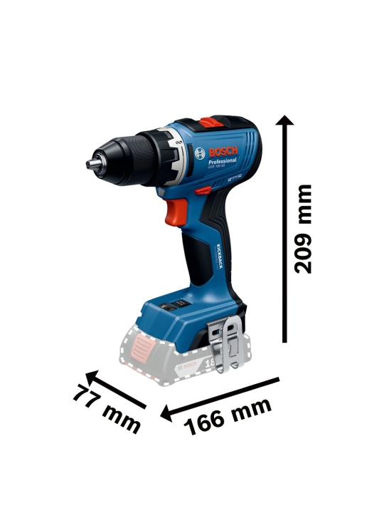 Bosch Professional GSR 18V-65 — Akkumulyatorli shurupburagich (Brushless), 18V, keys bilan
