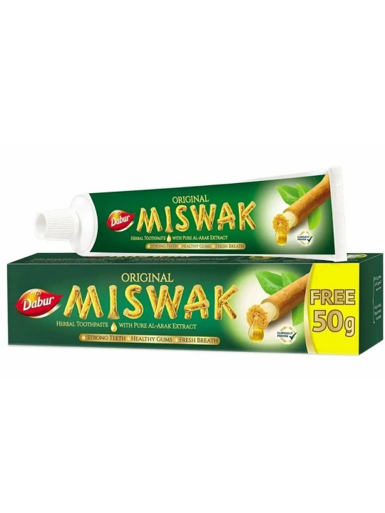 Dabur Misvak tish pastasi misvokli oqartiruvchi ftorsiz halol pasta, GOLD YALPIZ - 
