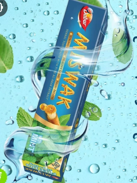 Dabur Misvak tish pastasi misvokli oqartiruvchi ftorsiz halol pasta, GOLD YALPIZ