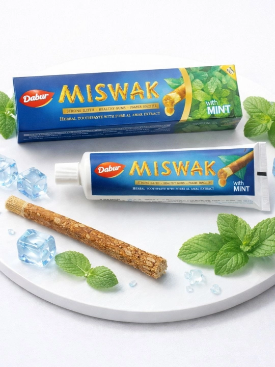 Dabur Misvak tish pastasi misvokli oqartiruvchi ftorsiz halol pasta, GOLD YALPIZ - 