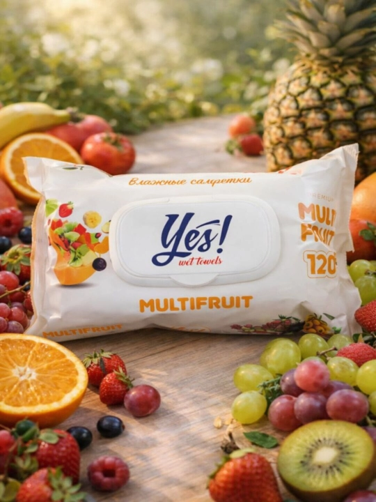 Влажные салфетки для детей Multifruit, гипоаллергенные 120 штук - 