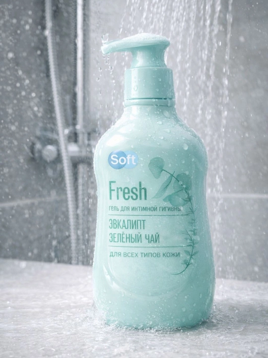 Intim gigiena geli Soft Fresh, evkalipt va yashil choy, barcha teri uchun, 220 ml - 