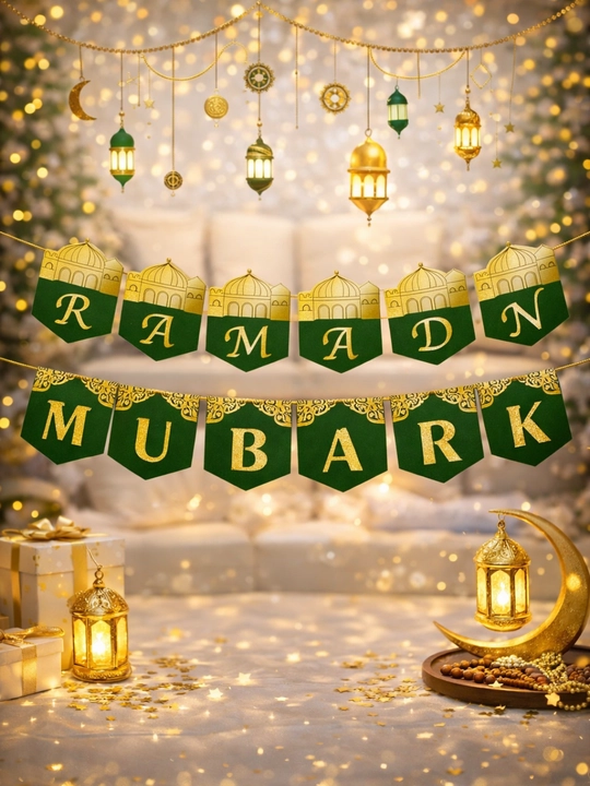 Ramazon Muborak Ramazon Kareem Ramadan Mubarak yozuvli bayroqchalar to‘plamiyram bezaklari - 