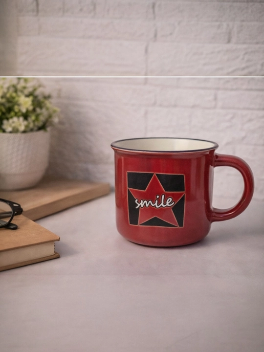 Choy va kofe uchun sopol finjon "SMILE", 250 ml, 1 dona, nafis dizayn