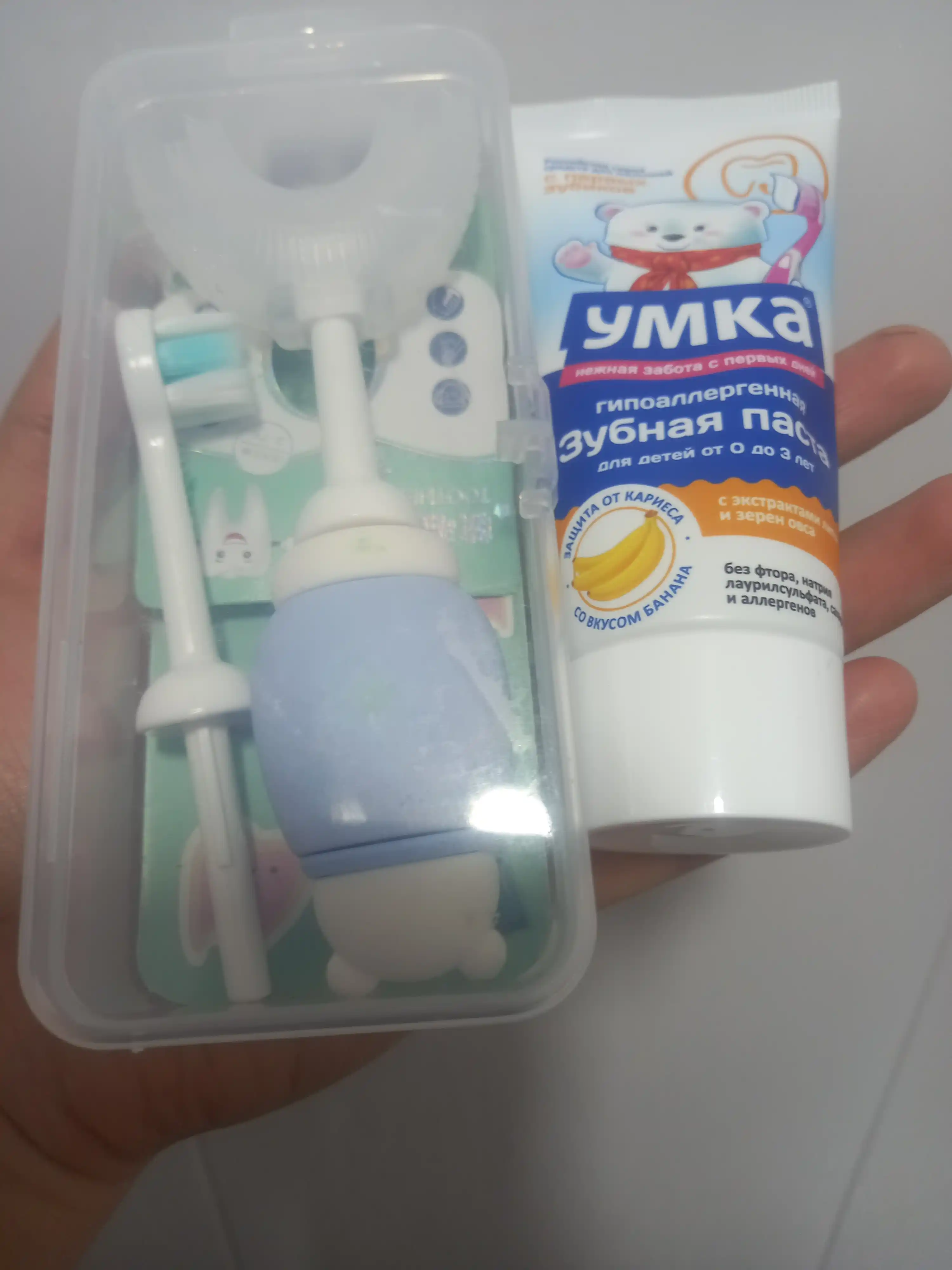 Детская зубная щетка 3в1, U-образная в комплекте