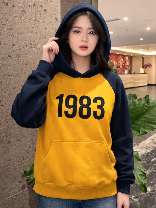 Женское худи oversize 1983 с капюшоном и карманами, демисезон