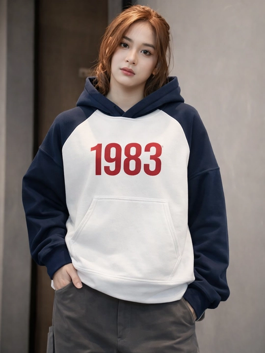 Женское худи oversize 1983 с капюшоном и карманами, демисезон
