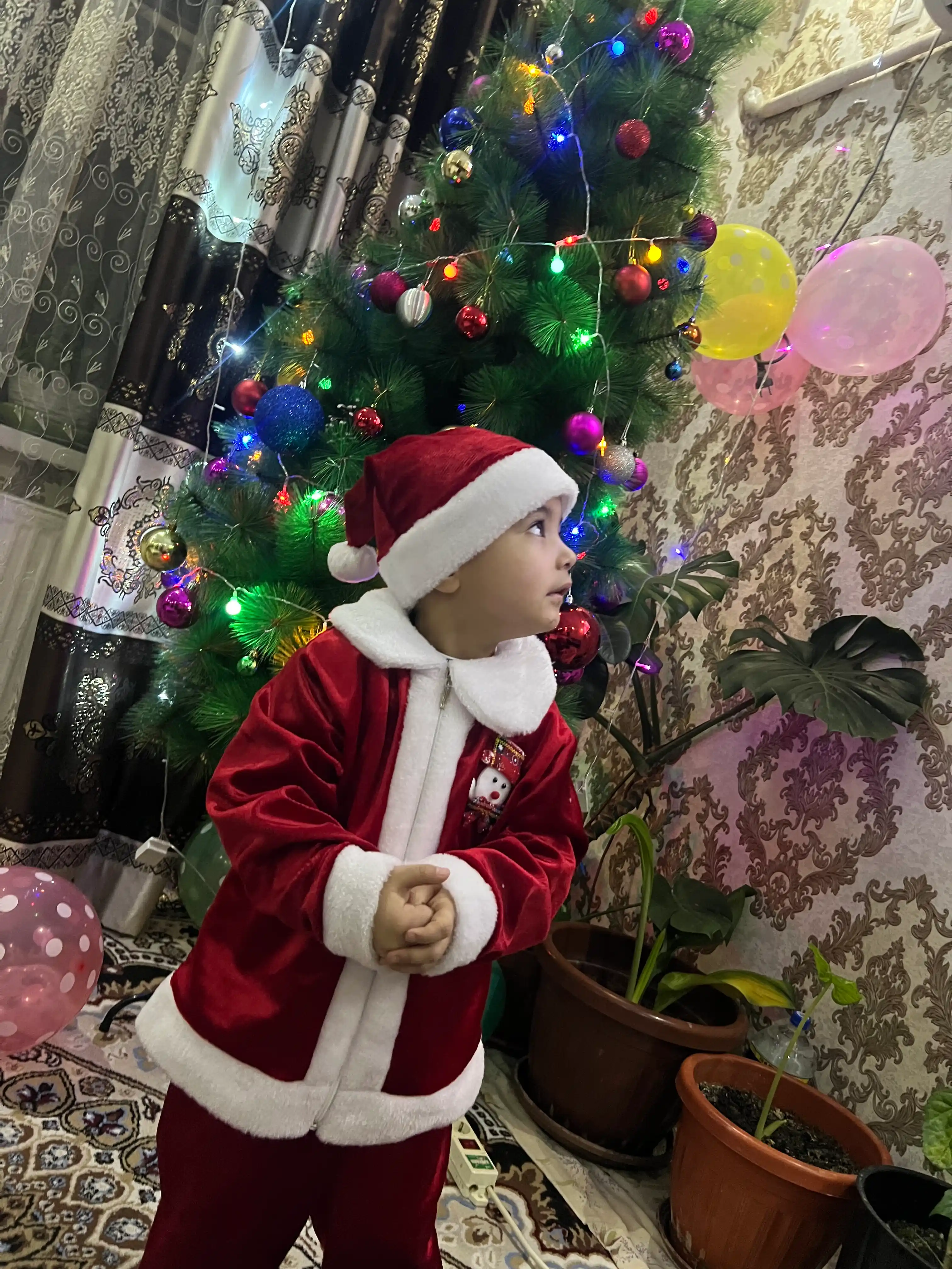 O'g'il va qiz bolalar uchun yangi yil karnaval Qorbobo kostyumi Santa klaus kiyimi