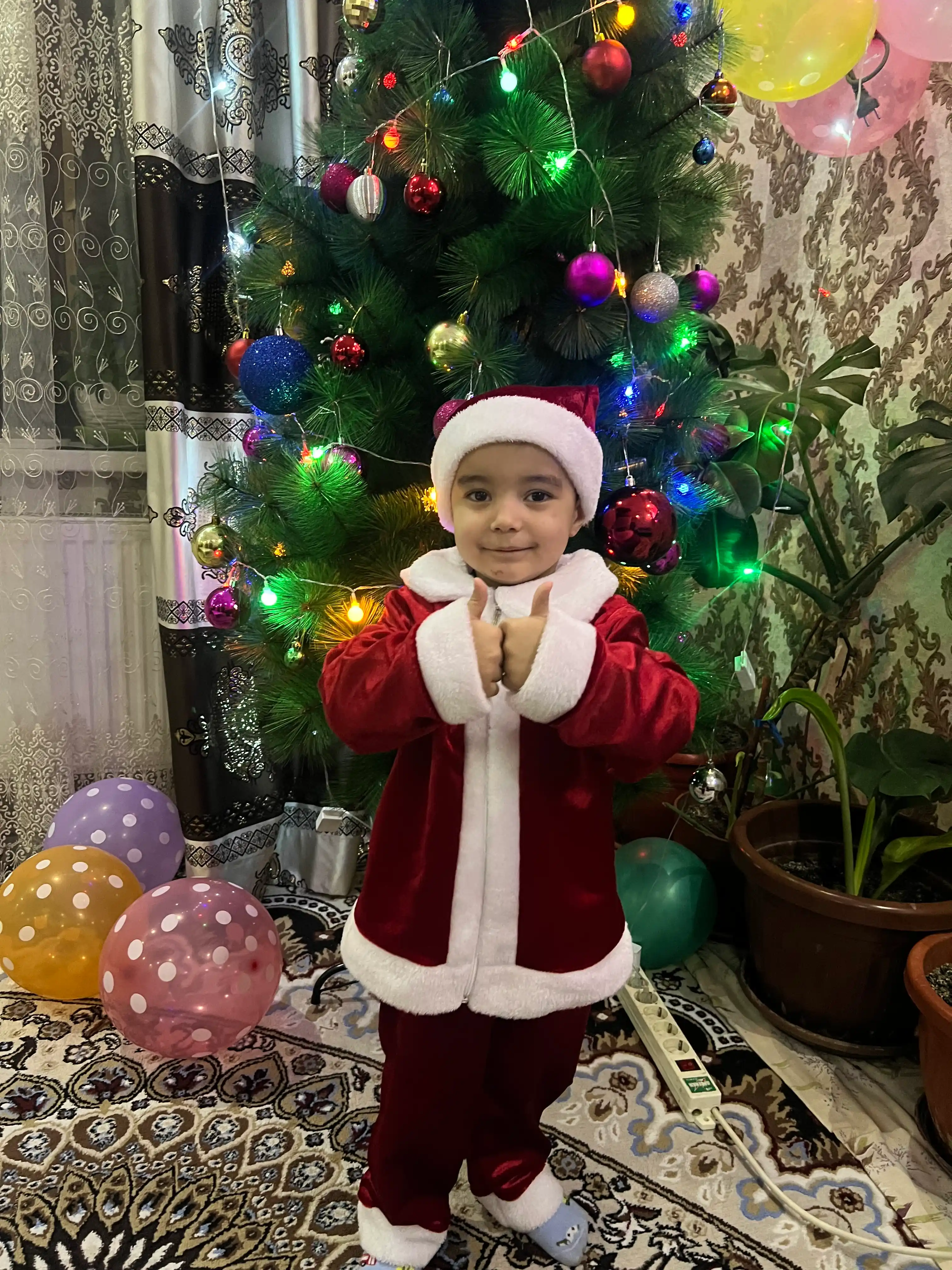 O'g'il va qiz bolalar uchun yangi yil karnaval Qorbobo kostyumi Santa klaus kiyimi