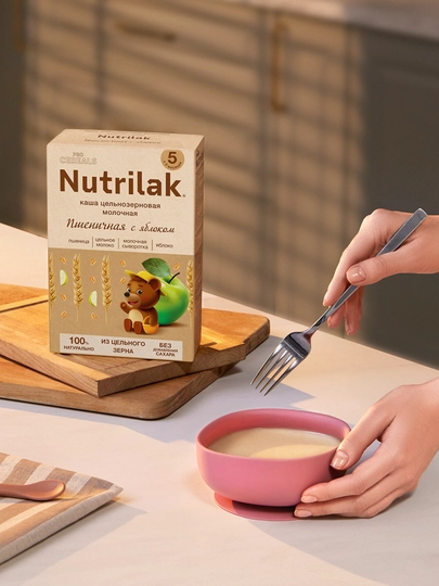 Sutli botqa Nutrilak Premium ProCereals, bug'doyli va olma bilan, 200 g
