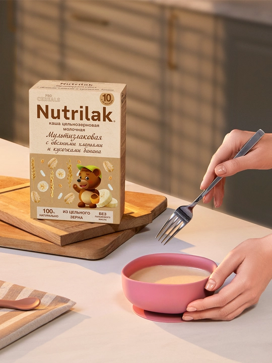 Nutrilak мультизлаковая c овсяными хлопьями и бананом, 200 гр