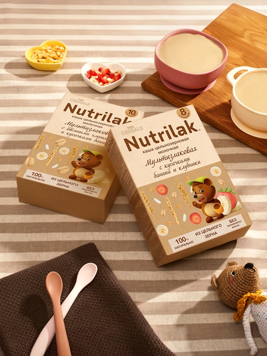 Nutrilak мультизлаковая c овсяными хлопьями и бананом, 200 гр