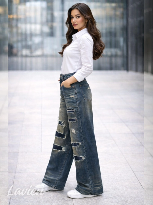 Женские джинсы багги oversize широкие прямые, стильные свободные джинсы в уличном стиле 