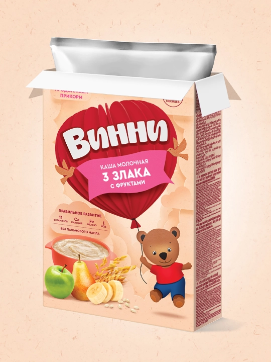 Sutli bo'tqa Vinni, meva billan 3 dona donli, 200 gr