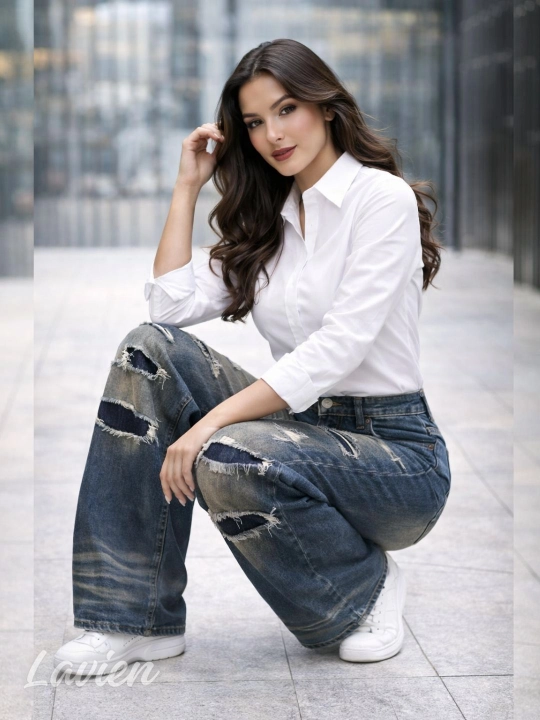 Женские джинсы багги oversize широкие прямые, стильные свободные джинсы в уличном стиле 