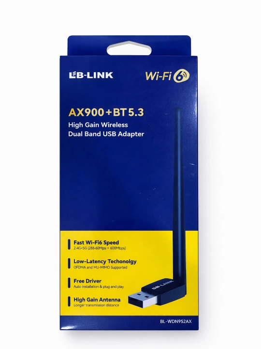 Wifi адаптер LB-Link AX900+BT 5.3 5G USB для компьютера и ноутбука двухдиапазонный адаптер