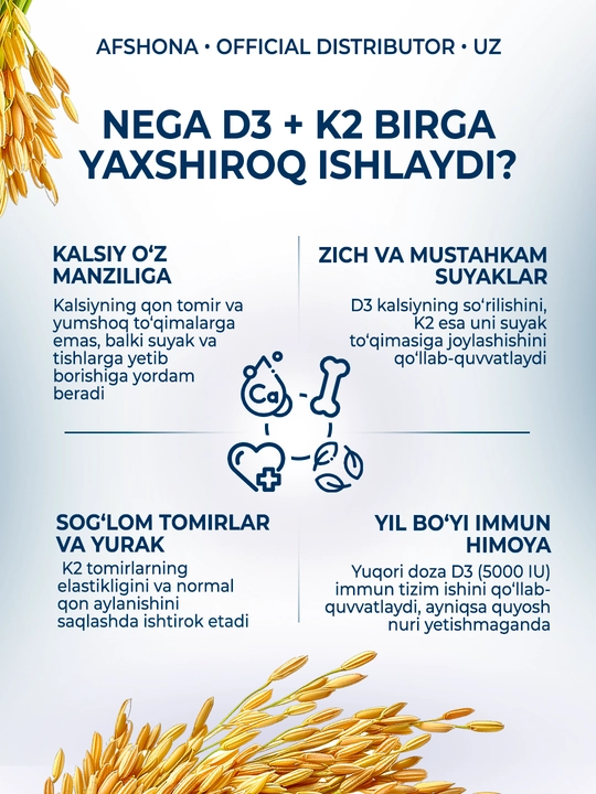 Solaray D3 + K2 5000 IU, suyak va immunitet uchun, 60 va 120 kapsula