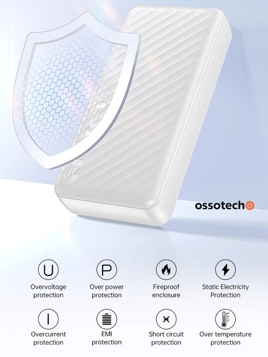 Akkumulyator Power Bank AWEI, 20000 mAh, tez zaryadlash, 3 ta port, oq rang