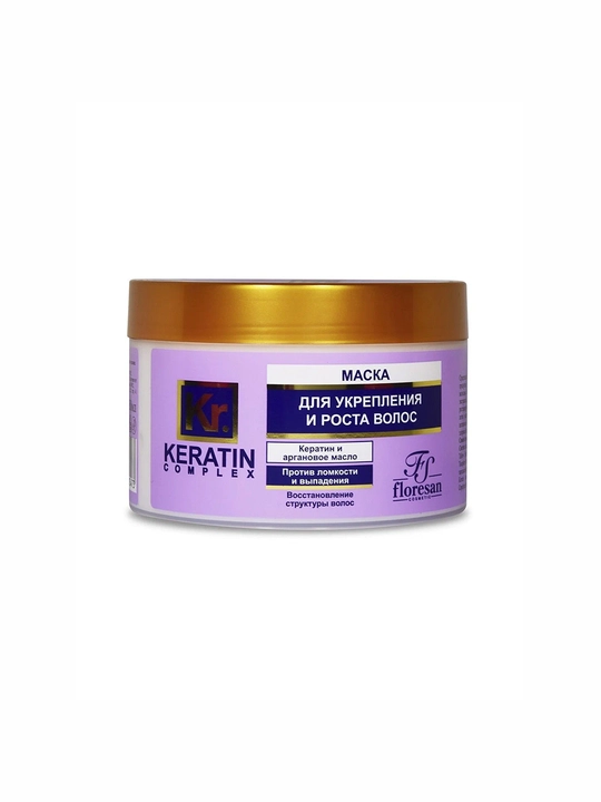 FLORESAN Keratin Complex Sochlarni mustahkamlovchi va o‘sish uchun niqob, 450 ml