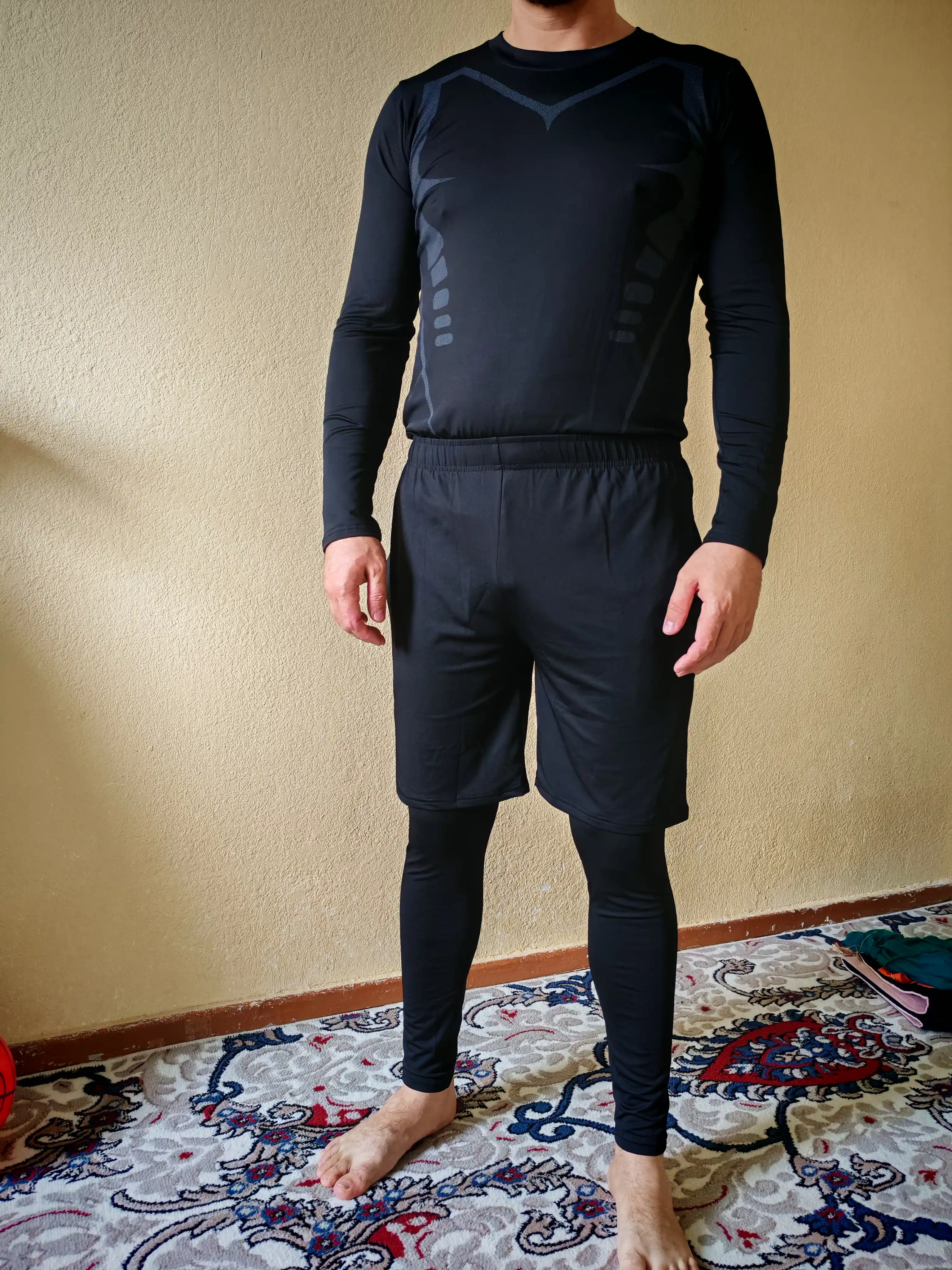 Костюм спортивный, мужской, 4 в 1, рашгарды, футболка, шорты, леггинсы. Маломерки