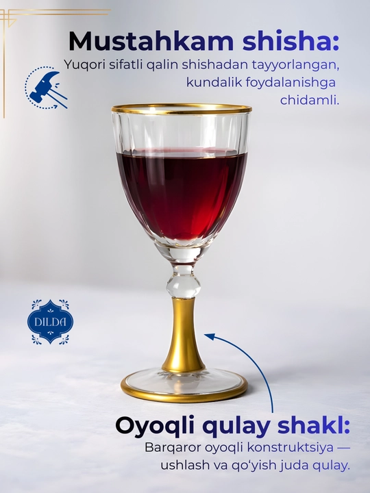 Rangli shishadan tayyorlangan, issiqqa chidaml, ichimliklar uchun fujerlar, 6 dona to‘plam