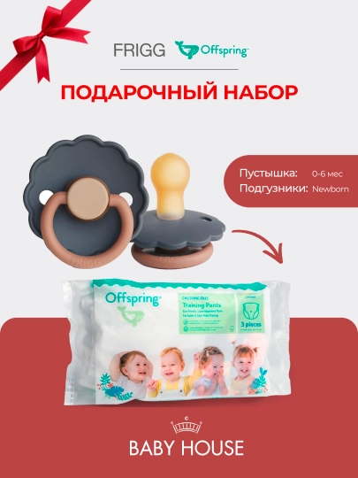 Соска-пустышка Frigg 0-6 месяцев, подгузники Offspring travel pack, размер NB 2-4 кг — MAA-FRIGGOFFPSRING-СИНМЕЛ