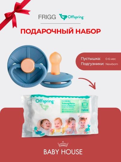 Соска-пустышка Frigg 0-6 месяцев, подгузники Offspring travel pack, размер NB 2-4 кг — MAA-FRIGGOFFPSRING-СИНИЙ
