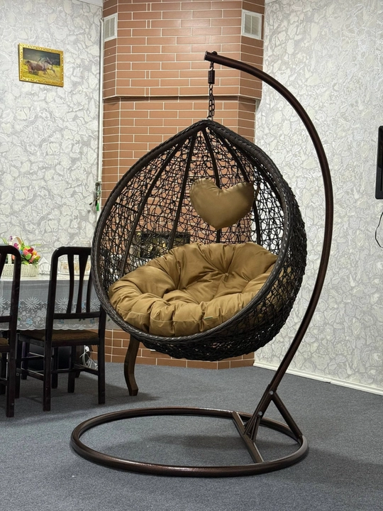 Подвесное кресло-кокон с подушкой, 200×120 см — садовое и домашнее, на стойке - 
