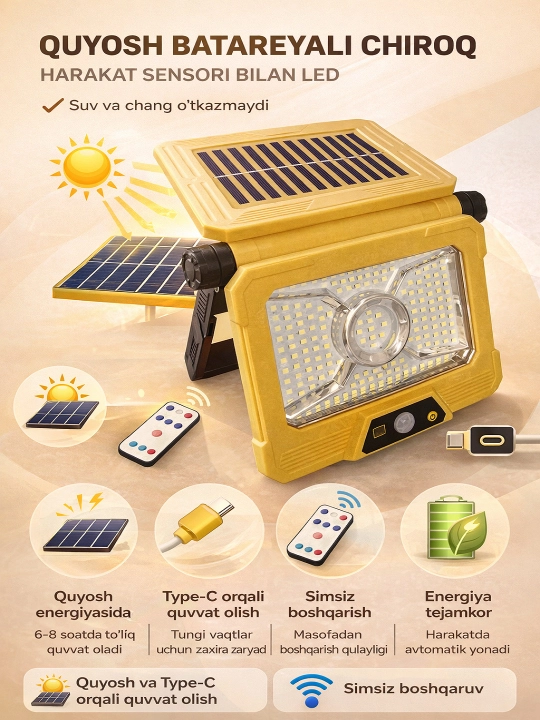 Солнечный светильник с датчиком движения LED (HS-8056) - 