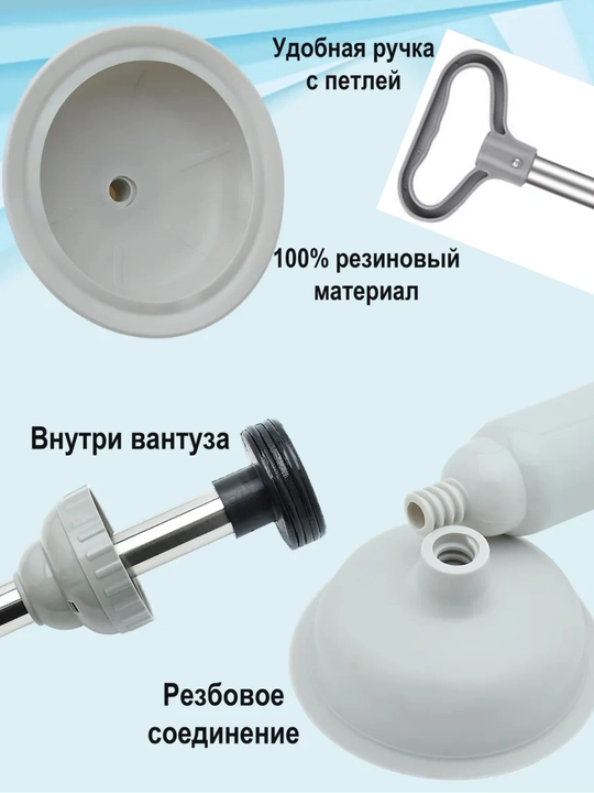 Вантуз для ванны и раковины от засоров вакуумный