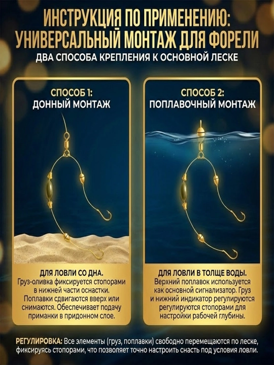 Готовый монтаж для форели, для ловли на двух горизонтах