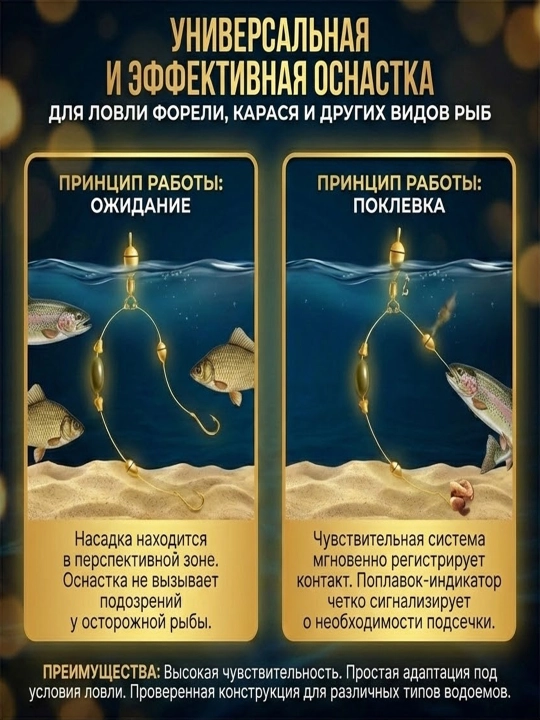 Готовый монтаж для форели, для ловли на двух горизонтах
