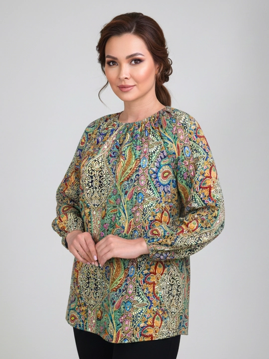Katta o'lchamdagi cho'zilgan tunika, 52-64