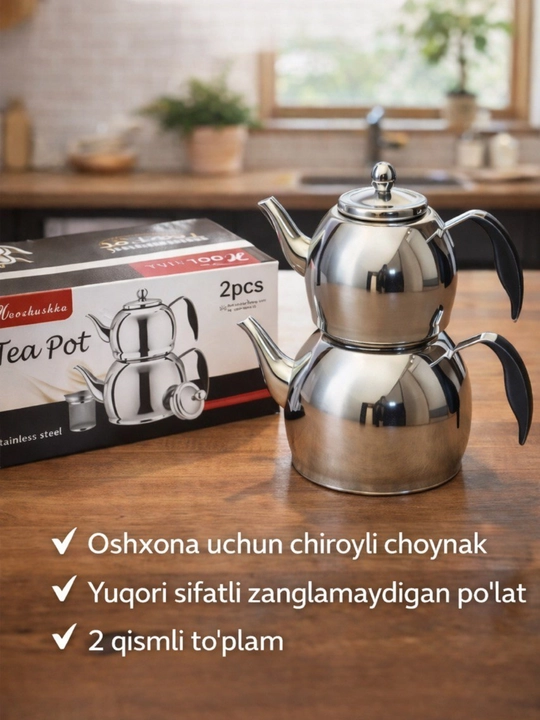 Zanglamaydigan po‘latdan choynak to‘plami - 