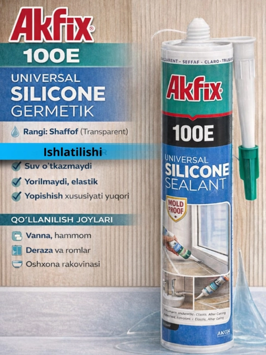 Силиконовый герметик Akfix 100E (прозрачный) - 