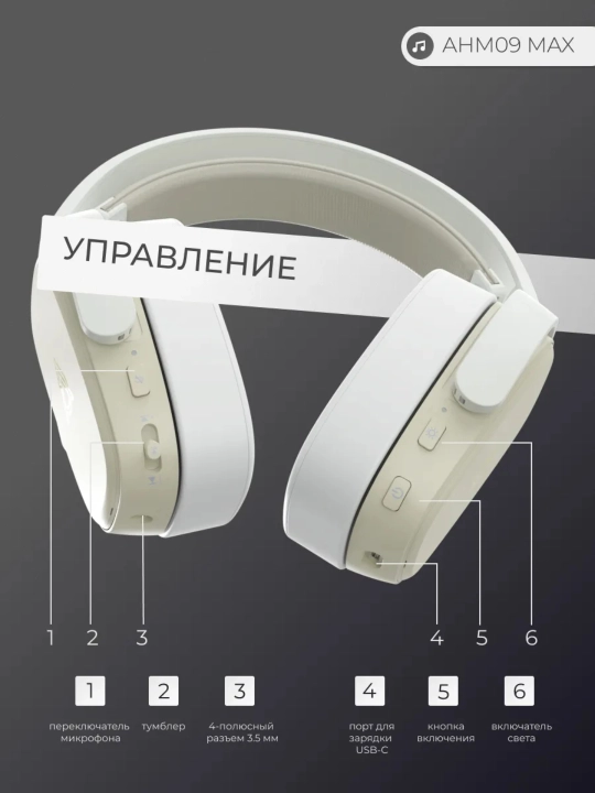 AJAZZ AHM09 MAX Simli va simsiz o‘yin quloqchinlari, Bluetooth, 2.4G, mikrofon