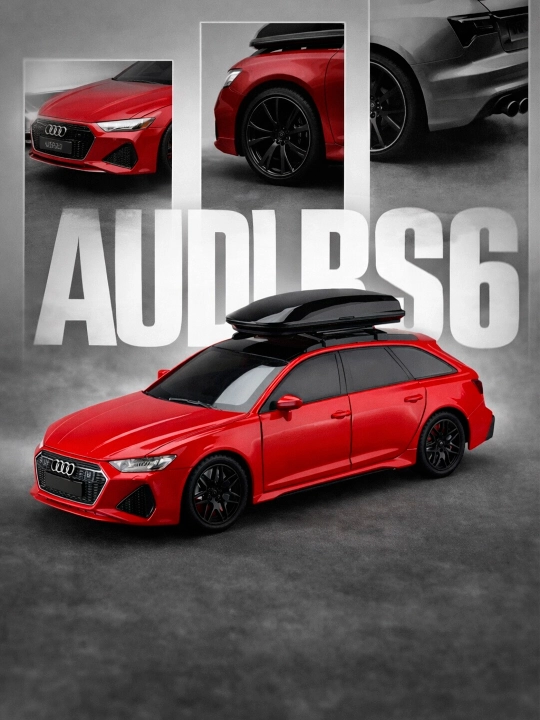 Tom yopish tokchasiga ega Audi RS6 metall o'yinchoq avtomobili, 1:24 o'lchamli model - 
