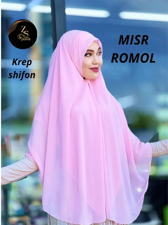 Shifon Misr romoli, razmer 140*140 sm, ayollar uchun romollar va sharflar, hijob