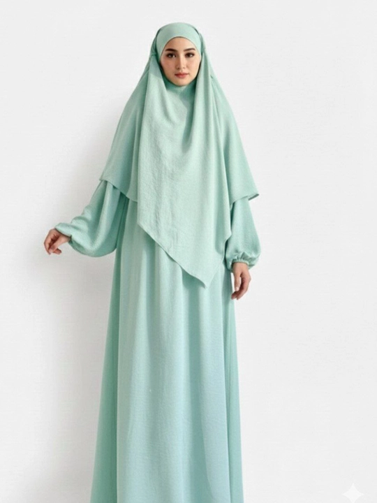 Abaya, ximar, hijobli ko'ylak + himar, umra ziyorati uchun, o'lcham oversayz 42-52