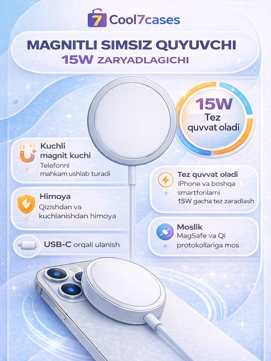 Magsafe orqali tez zaryadlovchi kabel iPhone modellari uchun - 