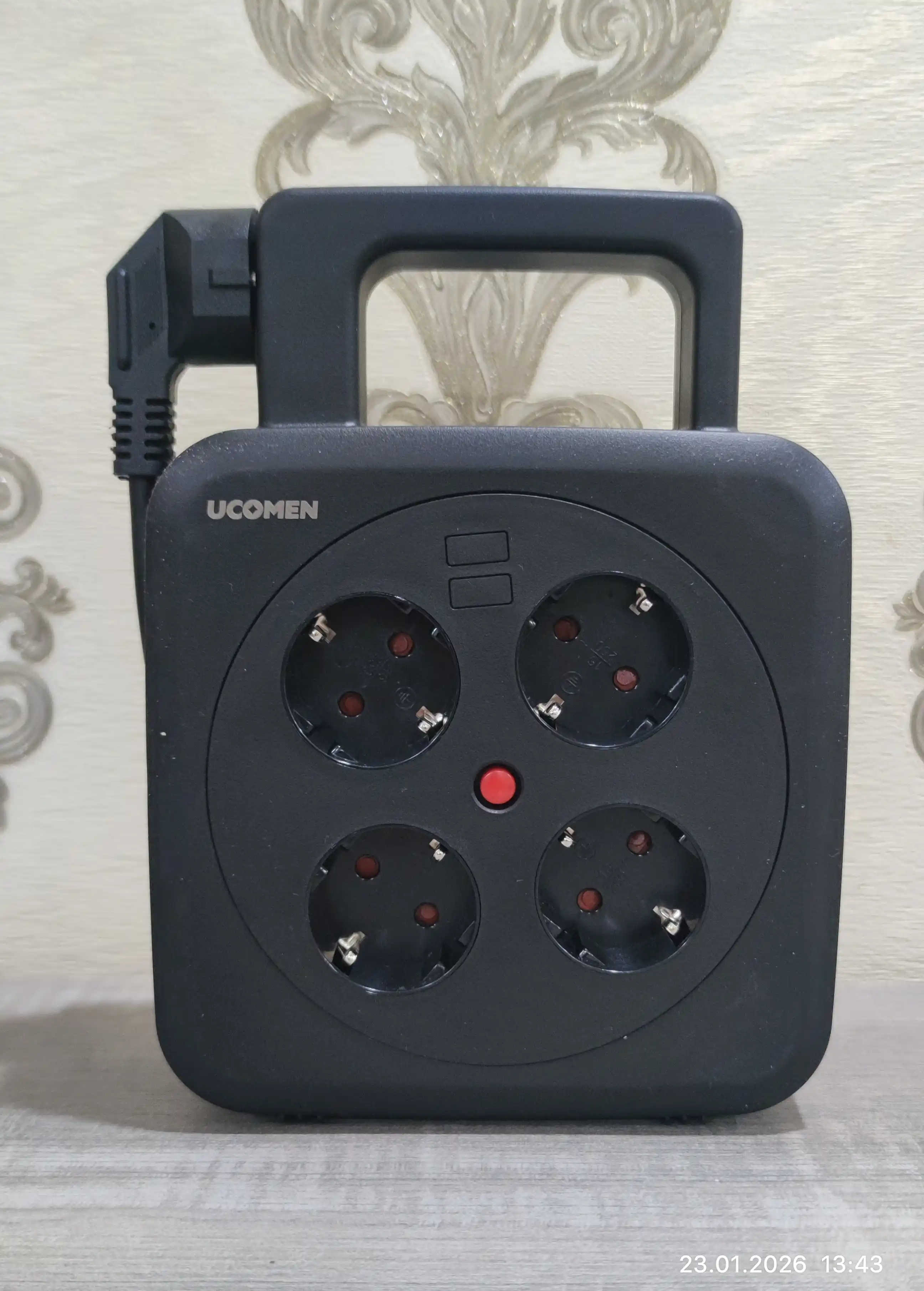 Elektr uzatma kabeli 5 metrli g'altak va 4 rozetkali uzatma kabeli
