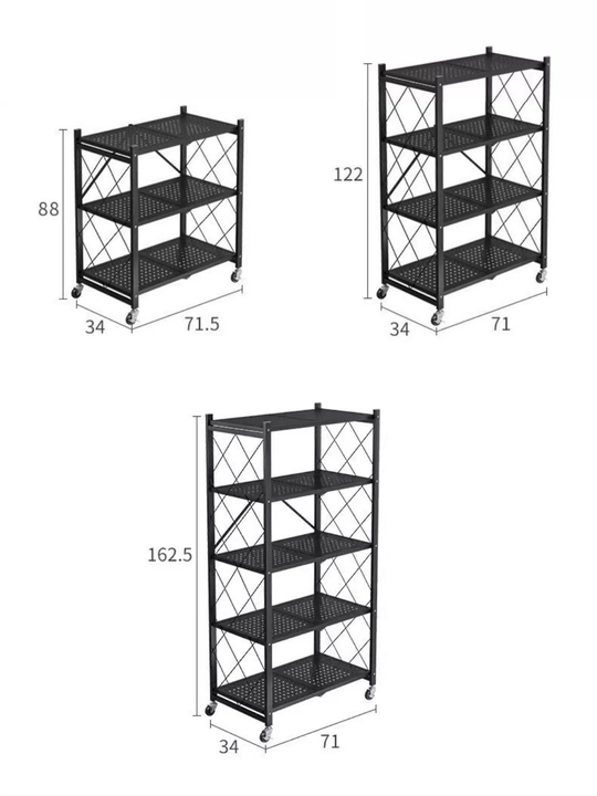 Oshxona, mehmonxona, ish xonasi va ustaxona uchun metall stellaj-polка, 3–4–5 qavatli