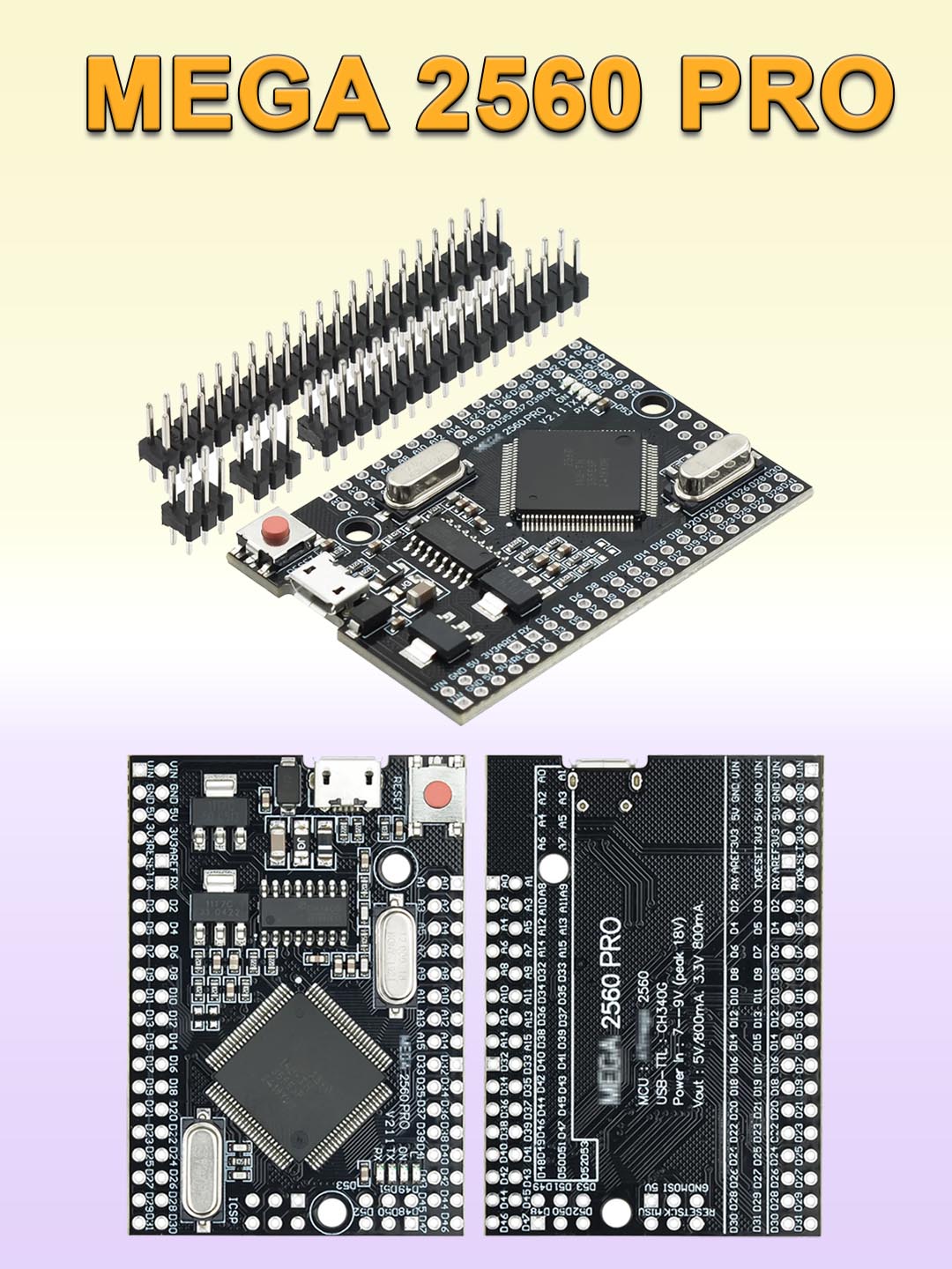 Платы разработки для Arduino - MEGA 2560 R3 / MEGA 2560 PRO, с интерфейсом CH340G - 