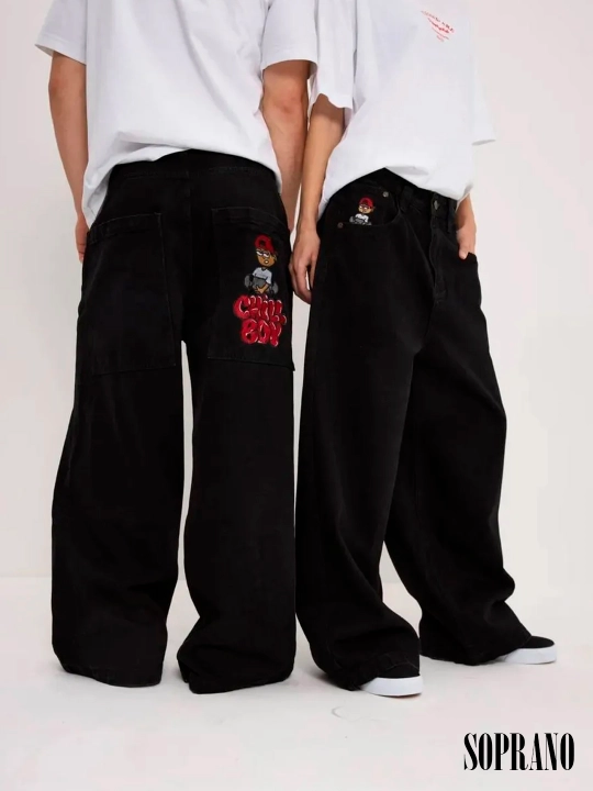 Chill Boy keng baggy jinsilar, erkaklar, ayollar va o‘smirlar uchun, o‘lchamlar XXXS–XL