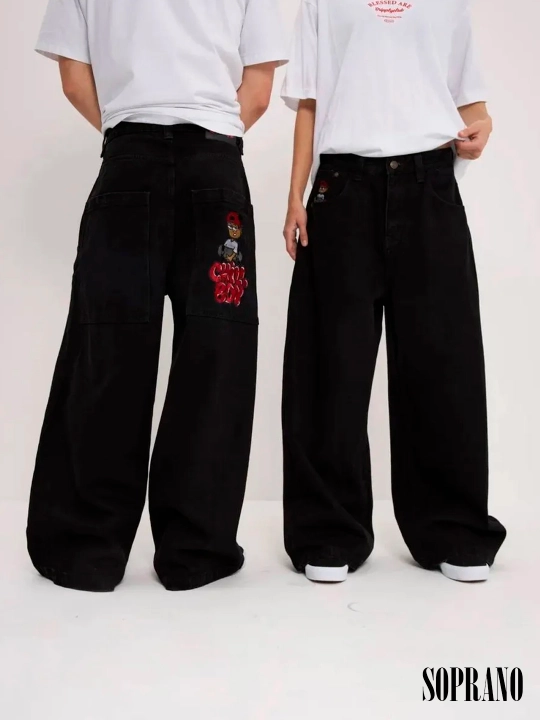 Chill Boy keng baggy jinsilar, erkaklar, ayollar va o‘smirlar uchun, o‘lchamlar XXXS–XL