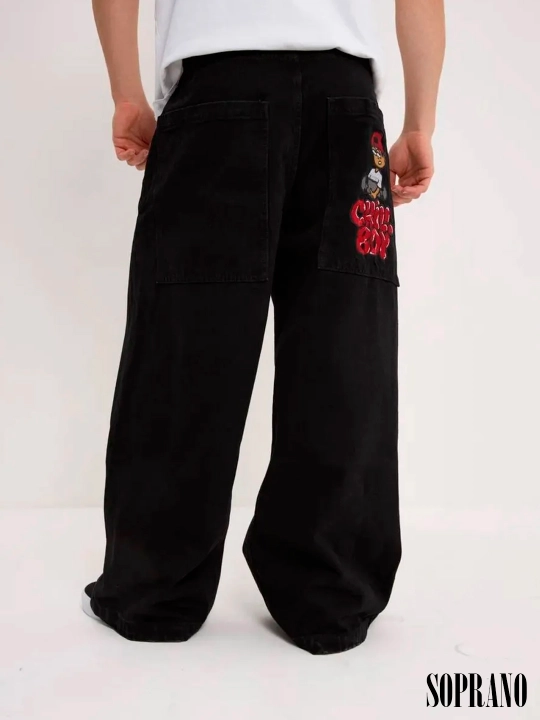 Chill Boy keng baggy jinsilar, erkaklar, ayollar va o‘smirlar uchun, o‘lchamlar XXXS–XL