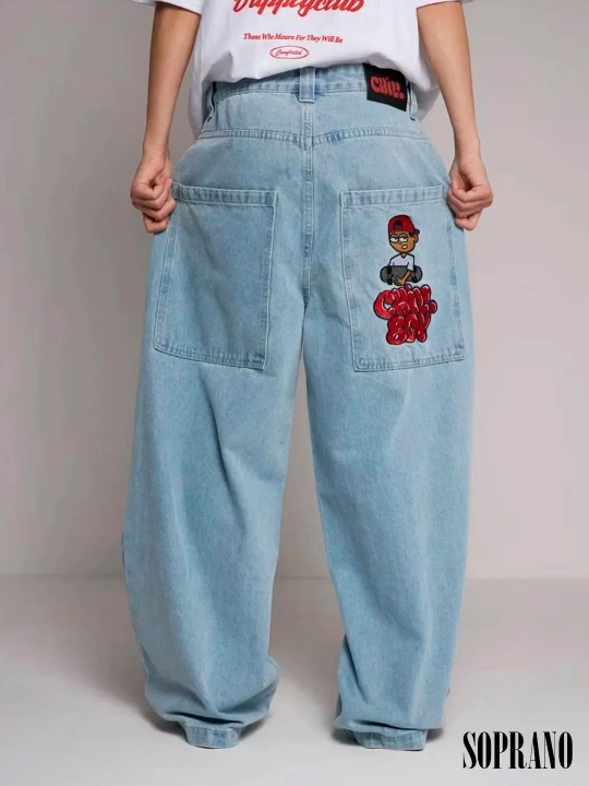 Chill Boy keng baggy jinsilar, erkaklar, ayollar va o‘smirlar uchun, o‘lchamlar XXXS–XL