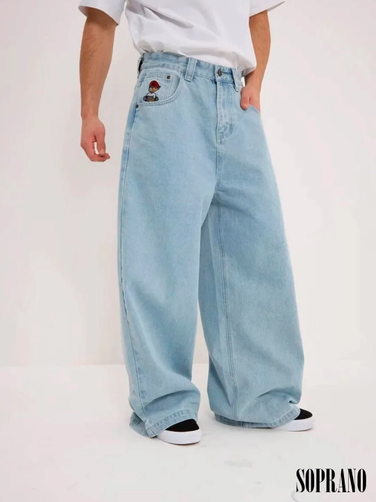 Chill Boy keng baggy jinsilar, erkaklar, ayollar va o‘smirlar uchun, o‘lchamlar XXXS–XL