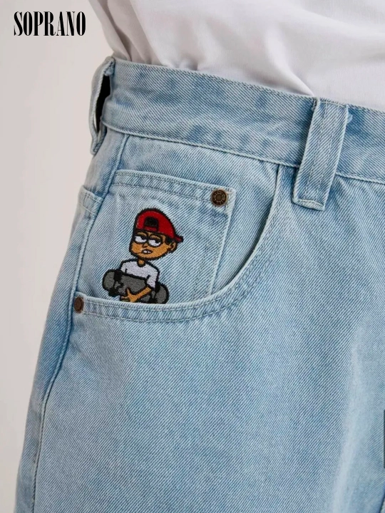Chill Boy keng baggy jinsilar, erkaklar, ayollar va o‘smirlar uchun, o‘lchamlar XXXS–XL